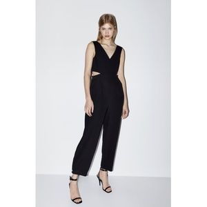 ZARA Cut Out Black Sleeveless Jumpsuit - Size Small